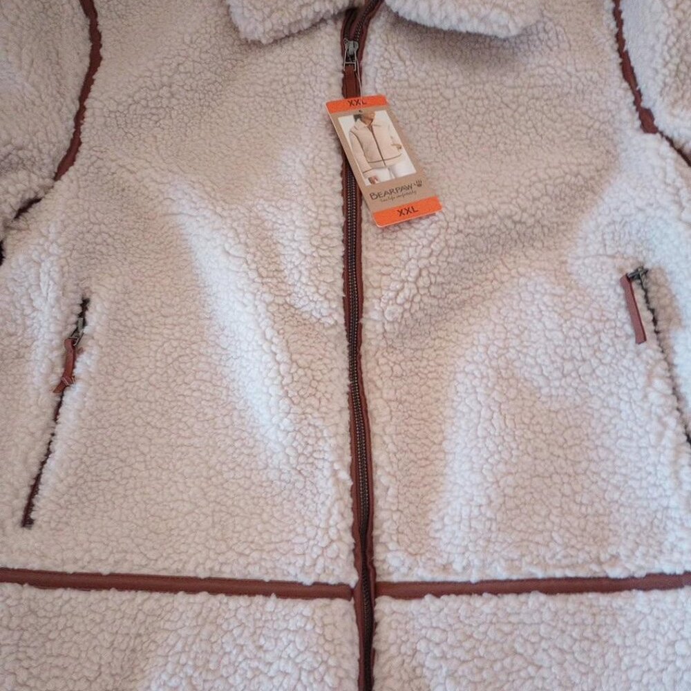 BEARPAW Women’s Size Plus XXL Moto Faux Shearling Zip Winter Jacket NWT - Picture 4 of 5